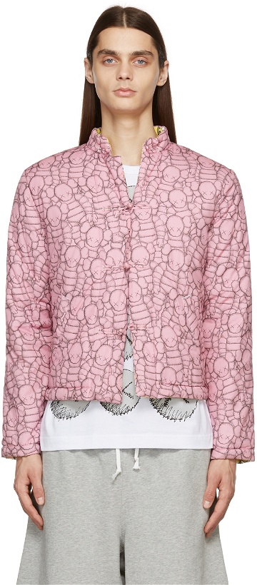 Photo: Comme des Garçons Shirt Pink KAWS Edition Printed Pattern Jacket
