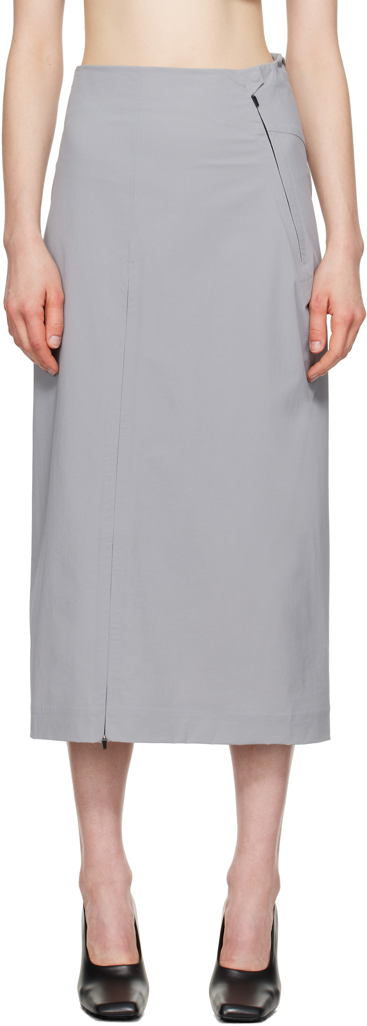 JOHANNA PARV Gray Speed Midi Skirt