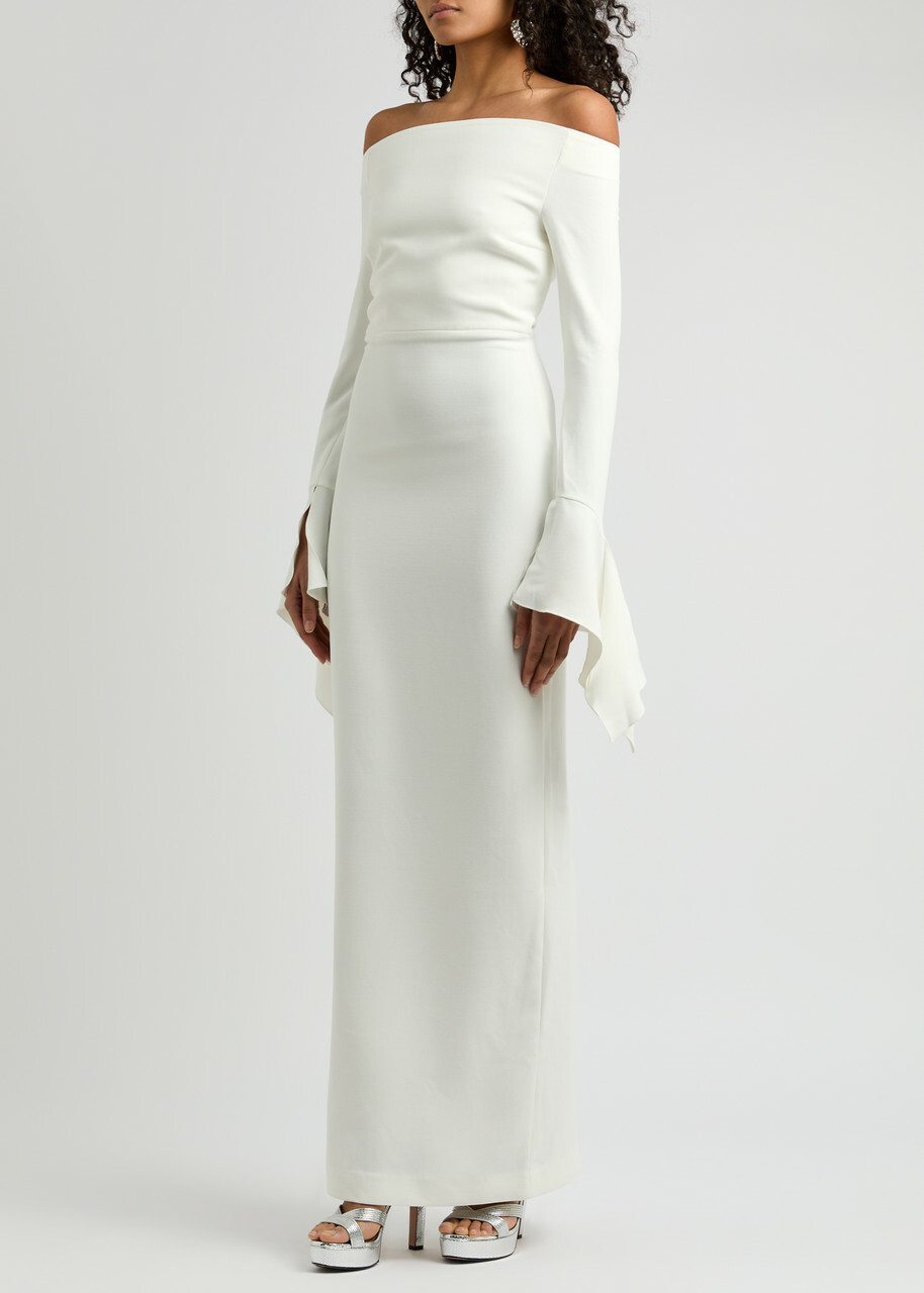 Solace London Amalie Off-the-shoulder Crepe Gown Cream