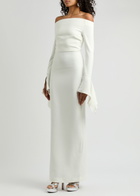 Solace London Amalie Off-the-shoulder Crepe Gown Cream