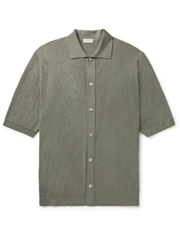 Photo: Agnona - Cotton and Silk-Blend Jacquard Shirt - Green
