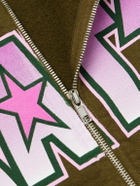 Stray Rats - Logo-Print Cotton-Jersey Zip-Up Hoodie - Green