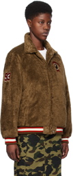 BAPE Brown Patch Faux-Fur Jacket