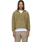 Les Tien Khaki Heavyweight Raw Cropped Hoodie