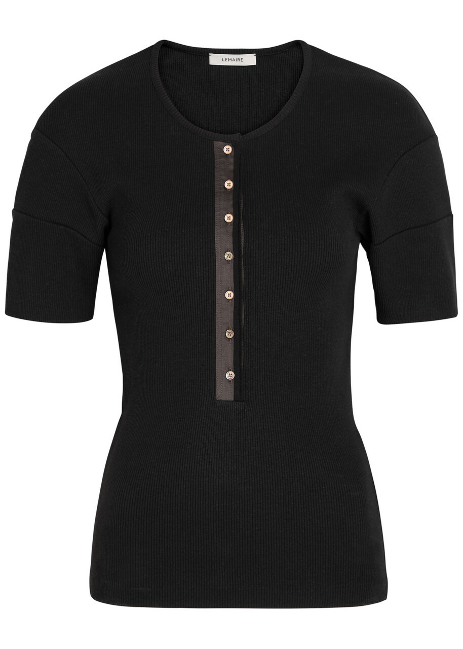 Lemaire Ribbed Cotton-blend top Black