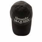 Alexander McQueen Men's Embroidered Logo Cap in Black/Ivory