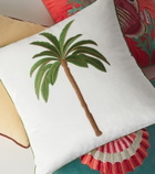 Les-Ottomans Embroidered cotton velvet cushion