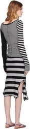 OPEN YY Black & White Convertible Hook Top Midi Dress