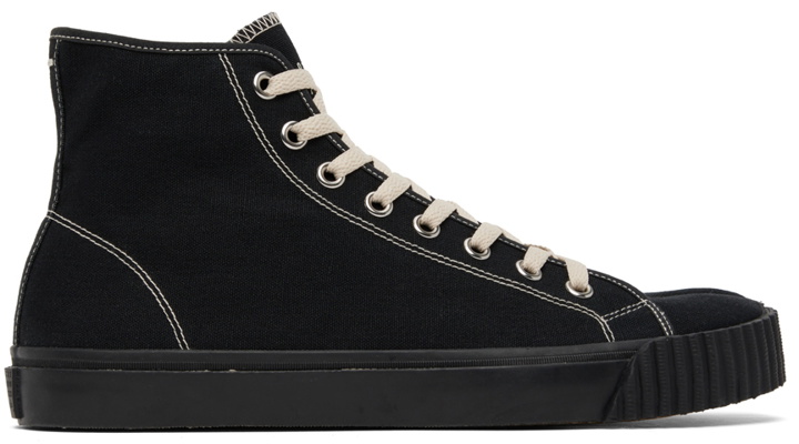 Photo: Maison Margiela Black Canvas Tabi Sneakers