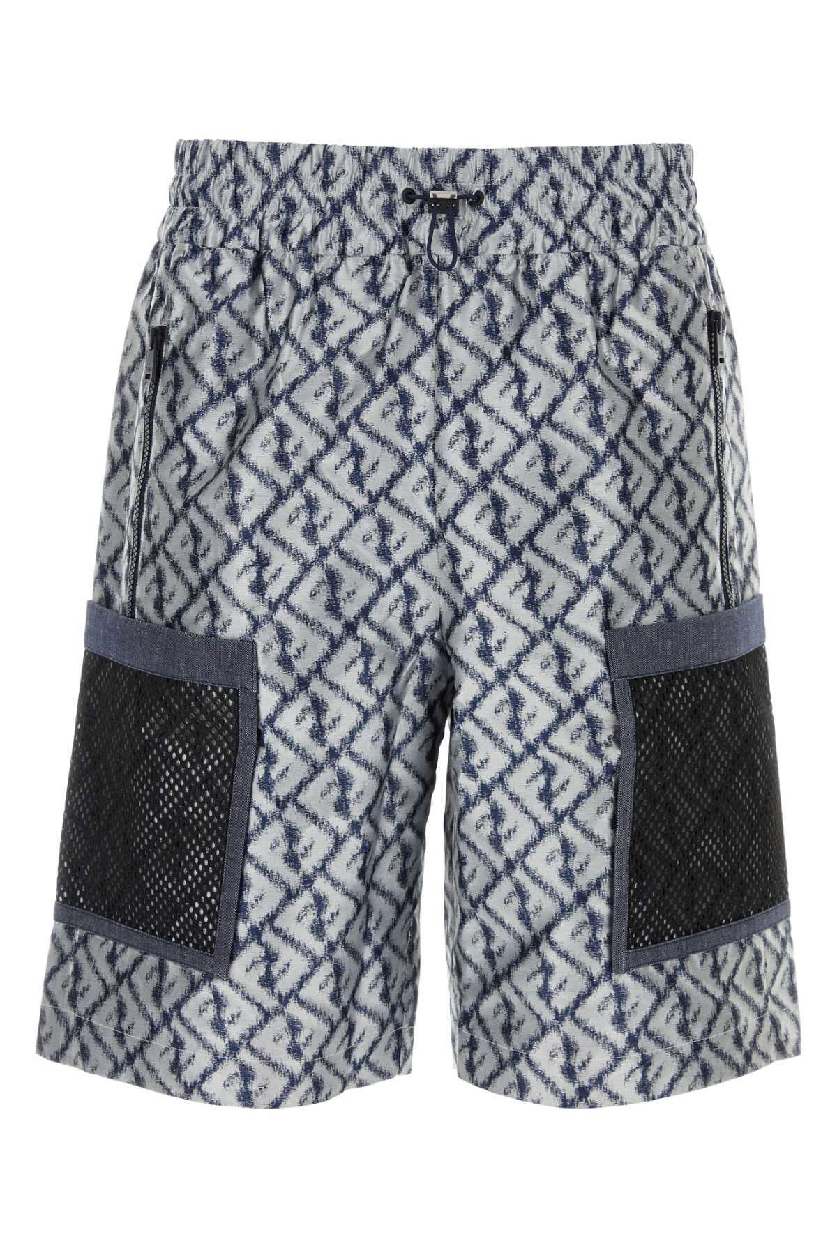 FENDI - Panelled Mesh and Jersey Shorts - Gray Fendi