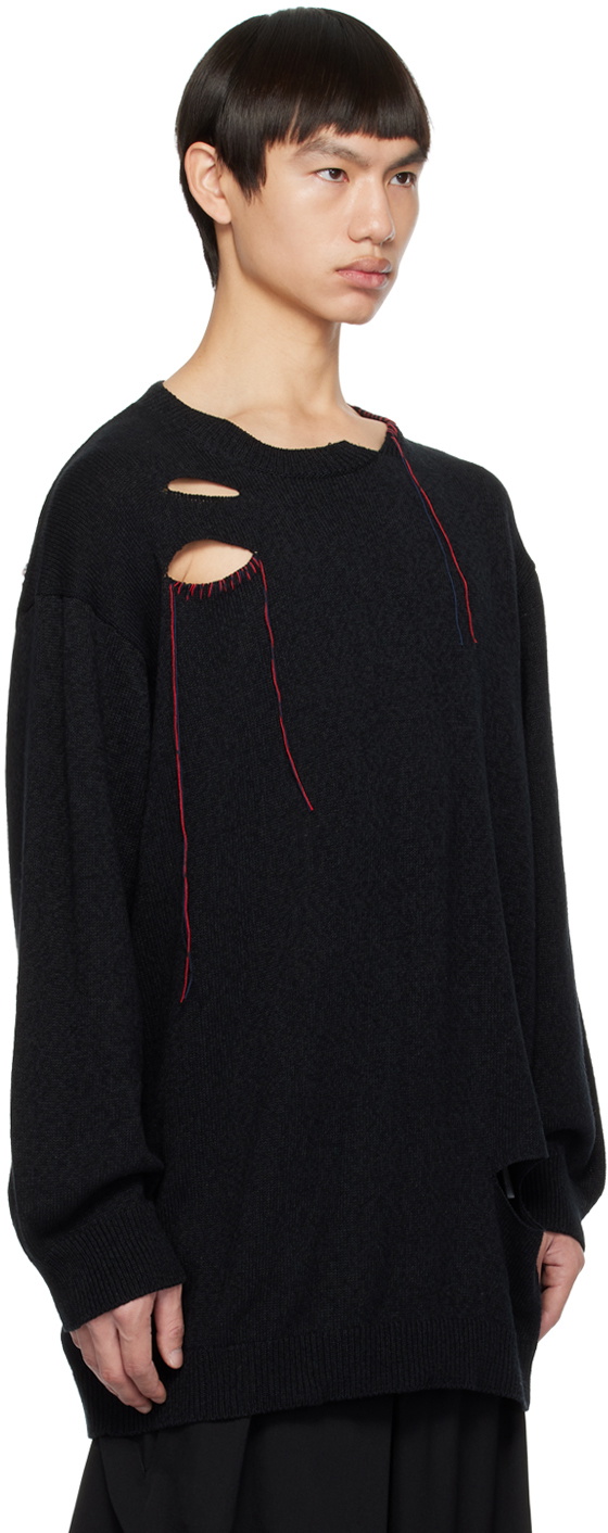 Yohji Yamamoto Black Embroidered Sweater
