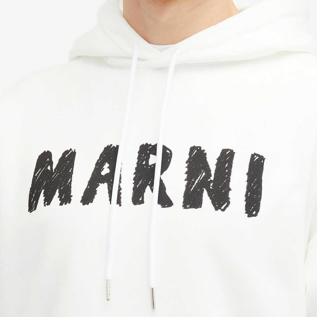 Marni Men's Scribble Logo Hoodie in Natural White Marni