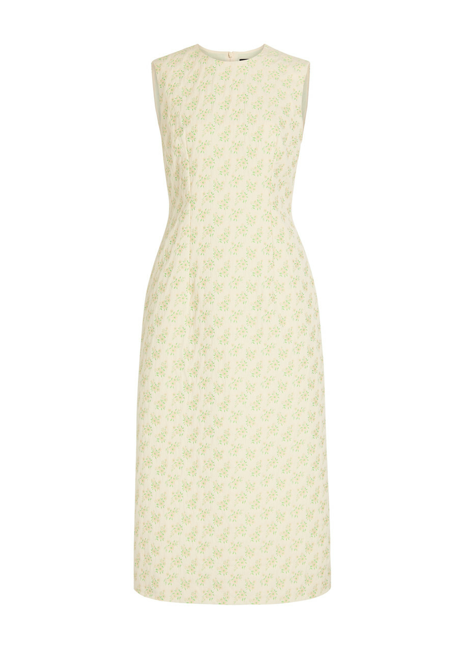 Simone Rocha Bustle Contour Floral Cotton-blend Midi Dress Green