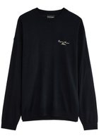 Emporio Armani Logo-embroidered Wool Jumper Navy
