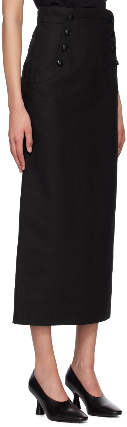 Mame Kurogouchi Black Buttoned Midi Skirt