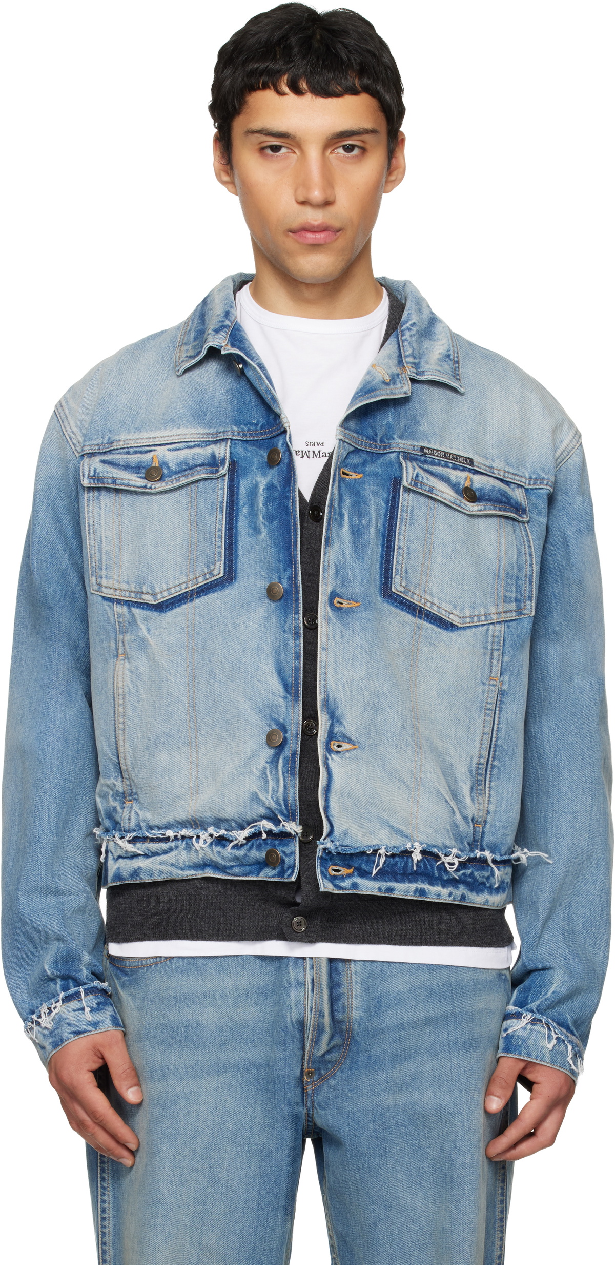 Maison Margiela White Denim Marble Wash Jacket Maison Margiela