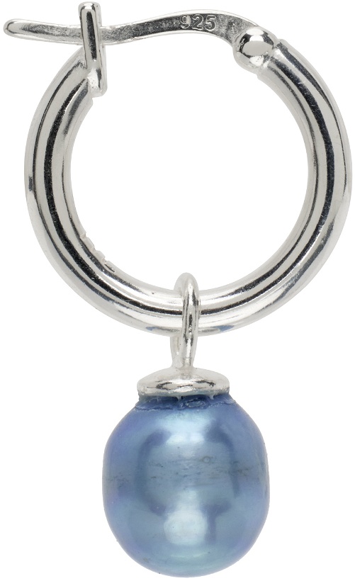 Photo: Hatton Labs SSENSE EXCLUSIVE Silver & Blue Pearl Hoop Earring