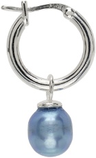 Hatton Labs SSENSE EXCLUSIVE Silver & Blue Pearl Hoop Earring