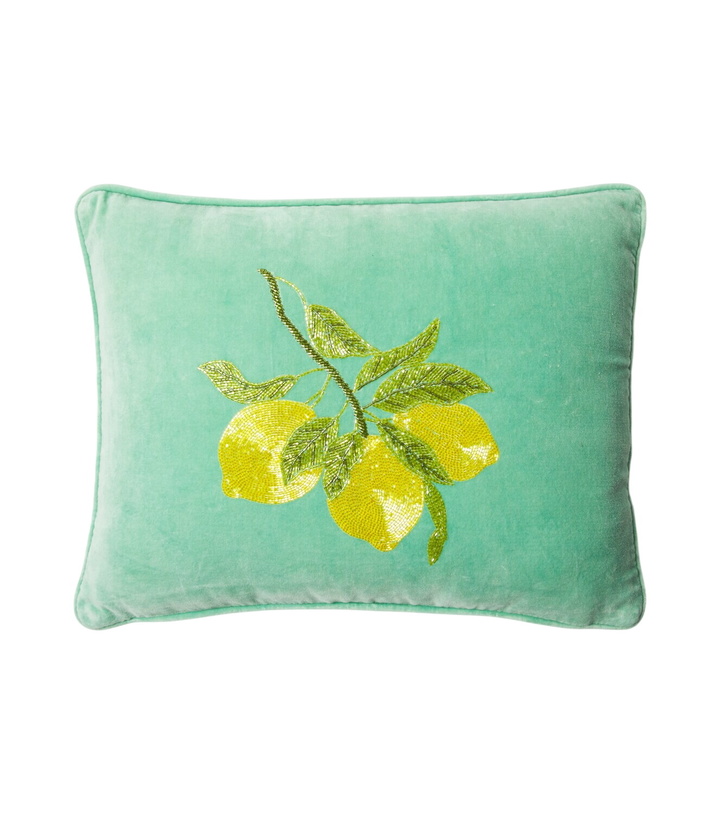 Photo: Les-Ottomans Embroidered cotton velvet cushion