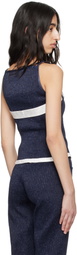 SUPER YAYA Navy & White Audrey Belt Tank Top