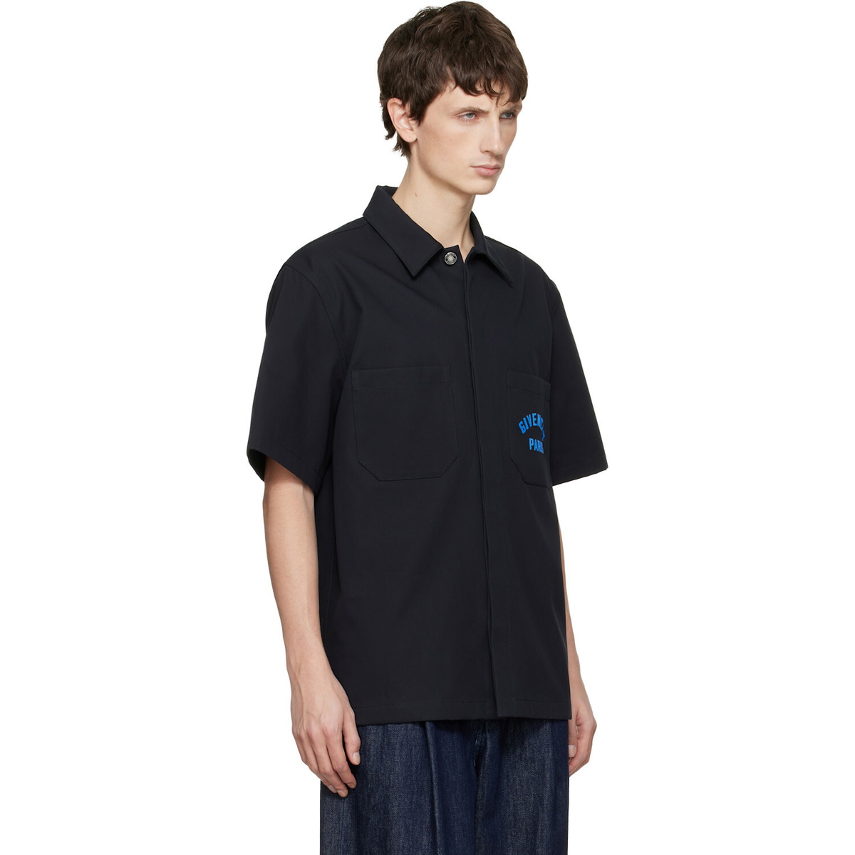 Givenchy Navy 'GIVENCHY Paris' Cotton Twill Shirt
