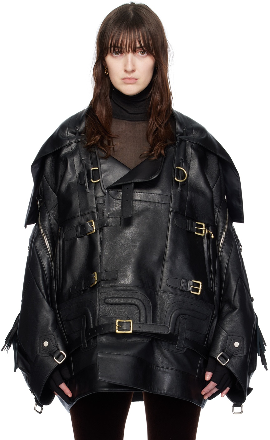Junya Watanabe Black Fringed Faux-Leather Jacket Junya Watanabe