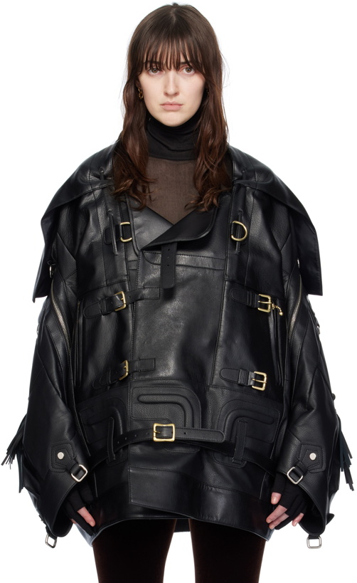 Photo: Junya Watanabe Black Fringed Faux-Leather Jacket