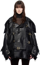 Junya Watanabe Black Fringed Faux-Leather Jacket