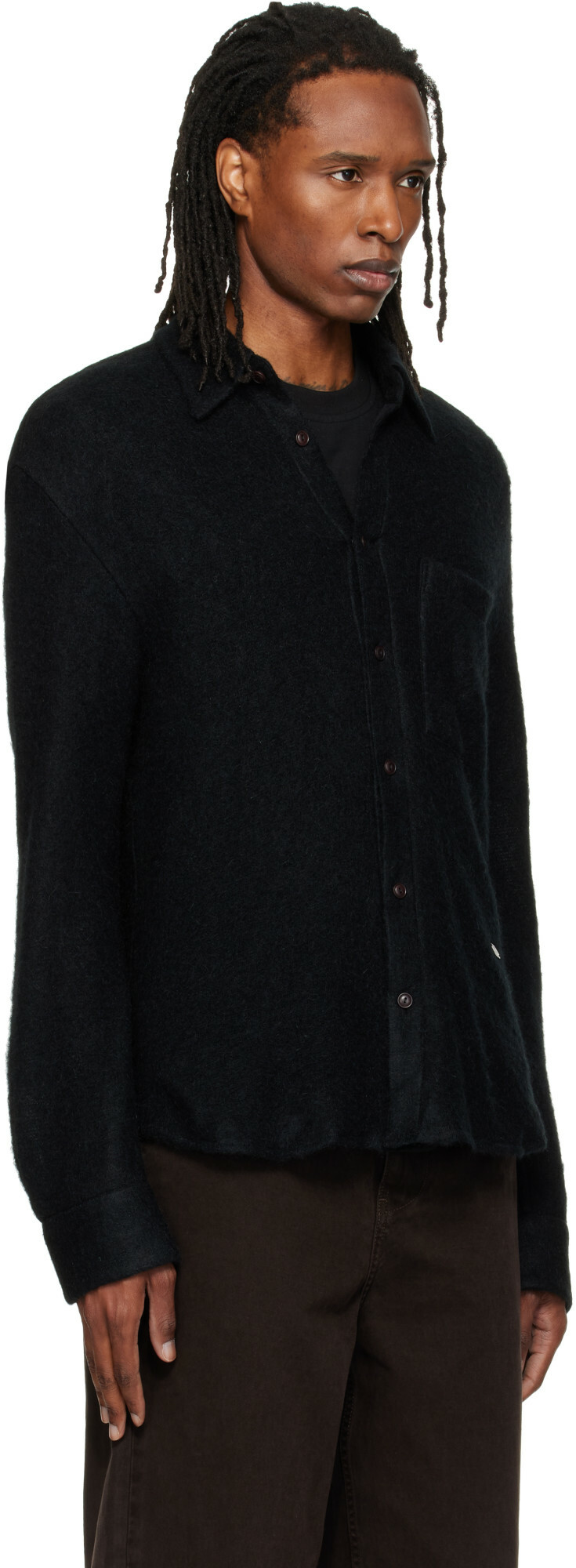WOOYOUNGMI Black Knit Mohair Shirt