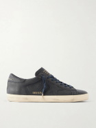 Golden Goose - Super-Star Distressed Full-Grain Leather Sneakers - Blue