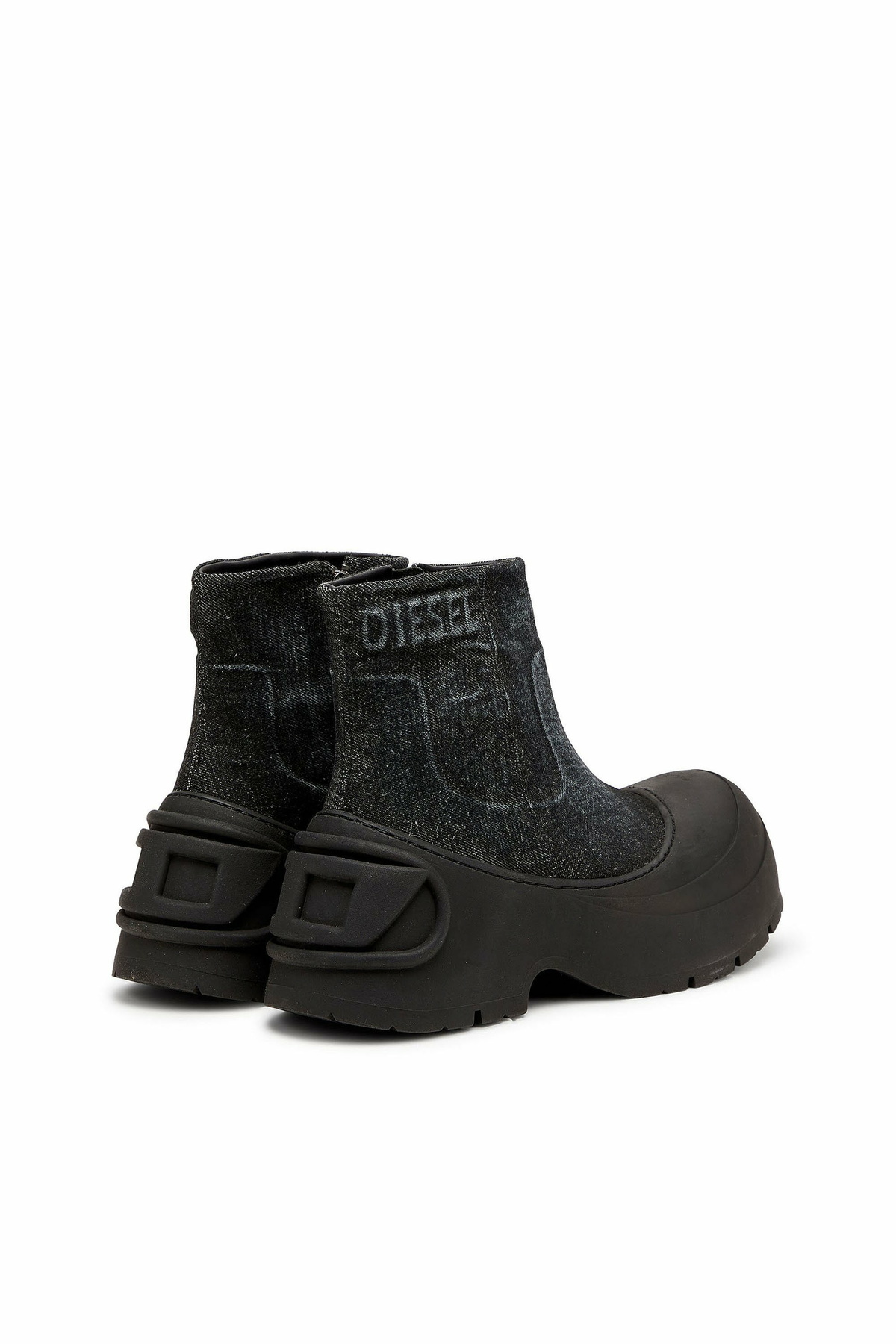 Diesel D-Donald - Denim ankle boots with wraparound rubber sole - Boots Mens in Black