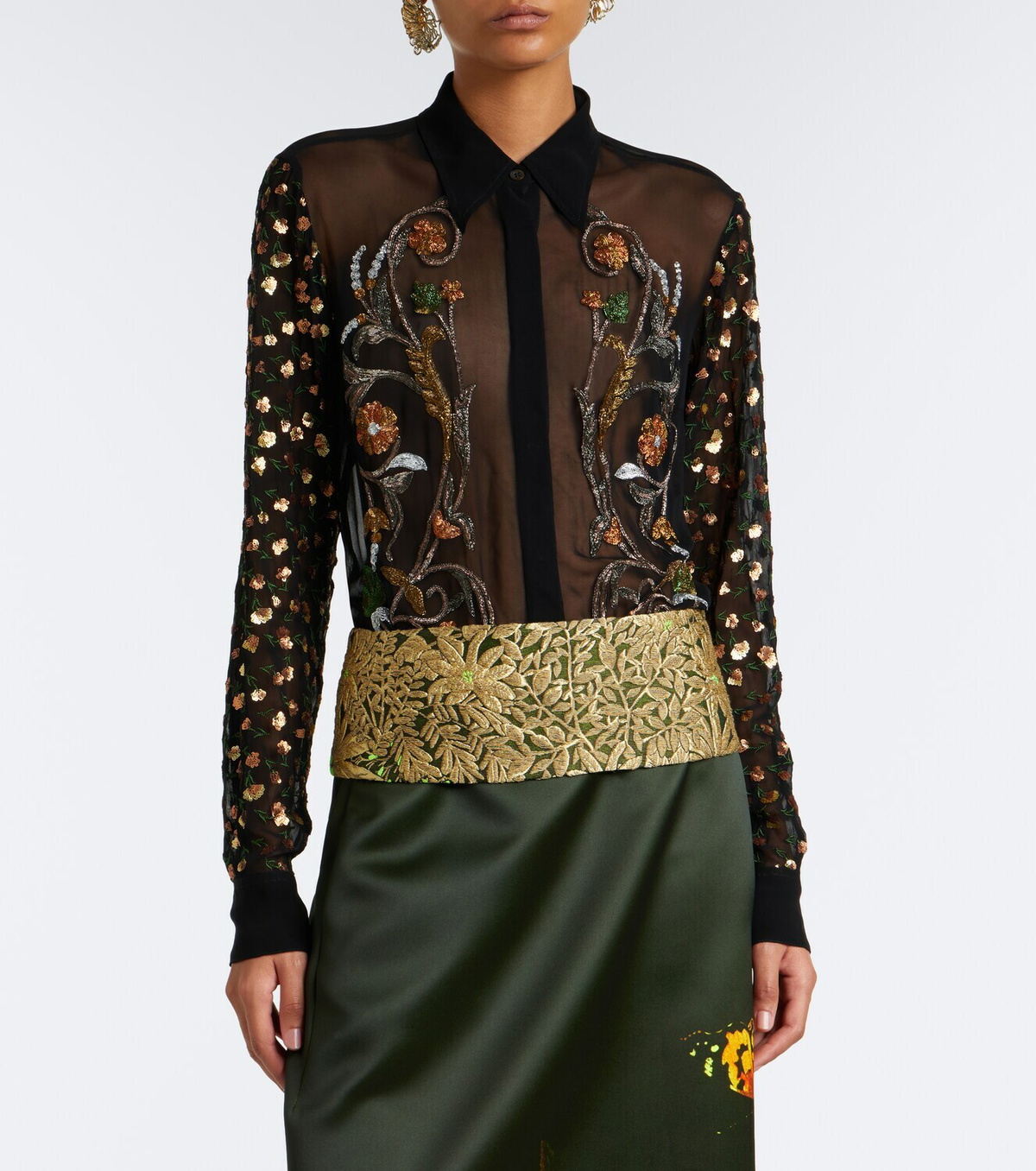 Dries Van Noten Embellished sheer blouse