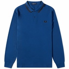 Fred Perry Men's Long Sleeve Twin Tipped Polo Shirt in Shaded Cobalt