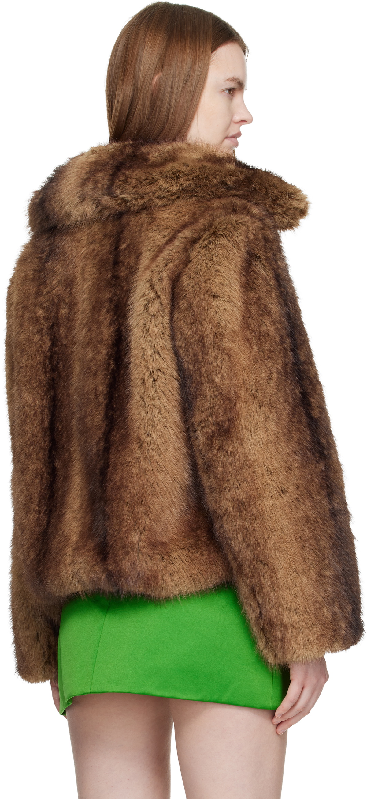Sandy Liang Brown Kensington Faux-Fur Jacket