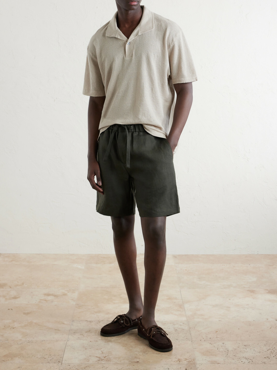 Sunspel - Linen-Piqué Polo Shirt - Neutrals