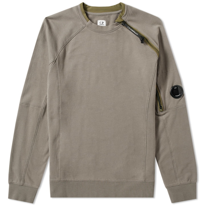 Photo: C.P. Company Articulated Zip Arm Lens Crew Sweat Olive