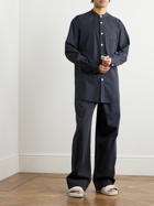 TEKLA - Birkenstock Straight-Leg Pleated Organic Cotton-Poplin Pyjama Trousers - Blue