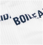Holiday Boileau - Logo-Intarsia Ribbed Cotton-Blend Socks - Neutrals