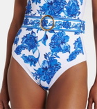 Alexandra Miro Whitney belted printed swimsuit