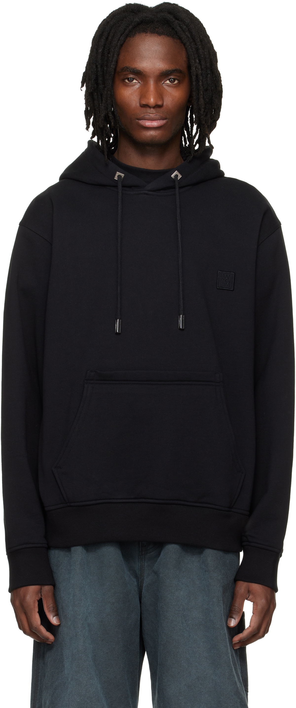 WOOYOUNGMI Black Flower Back Logo Hoodie