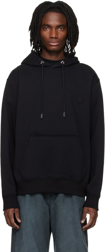 Photo: WOOYOUNGMI Black Flower Back Logo Hoodie