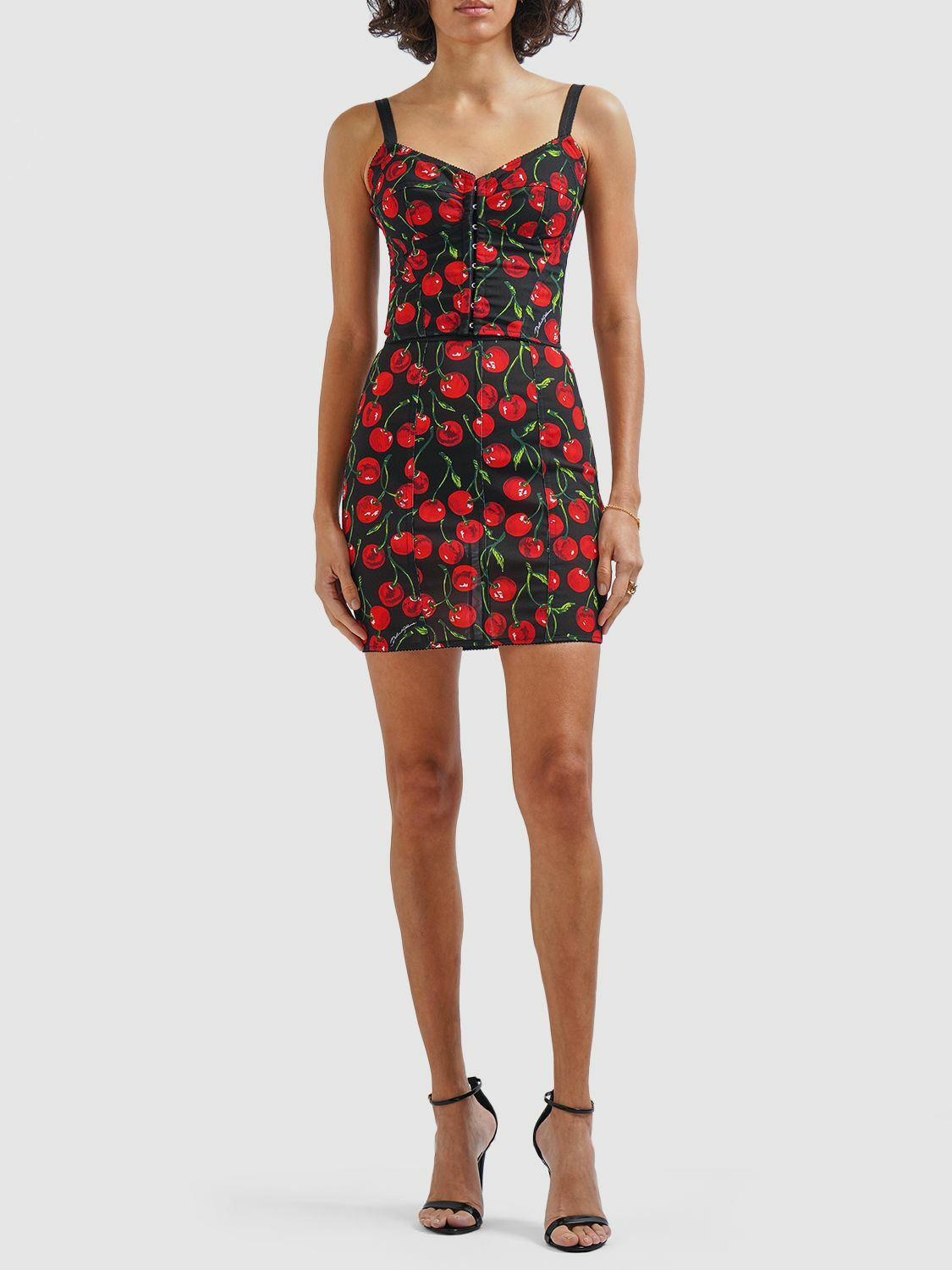 DOLCE & GABBANA - Cherry Tmarquisette Corset Crop Top Dolce