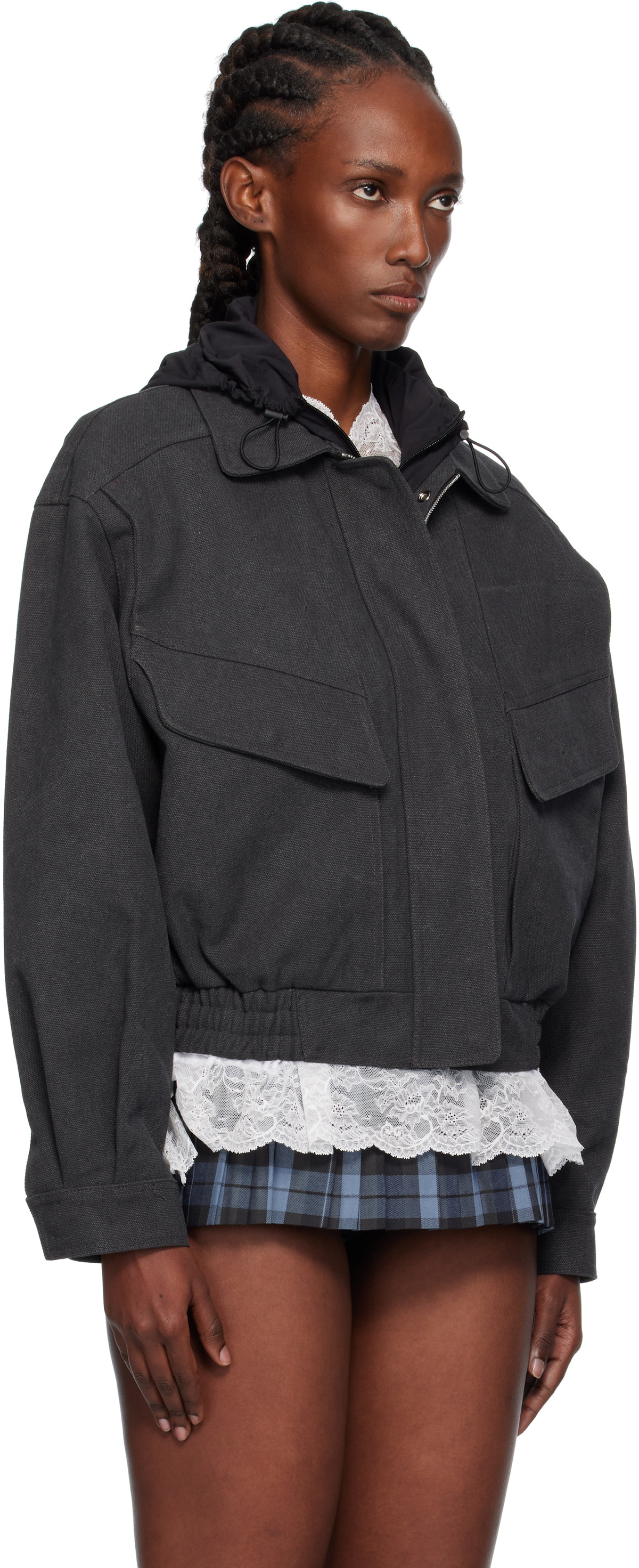 Pushbutton Black Hooded Jacket
