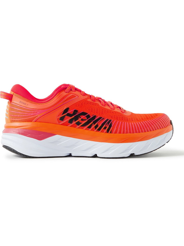 Photo: Hoka One One - Bondi 7 Rubber-Trimmed Mesh Running Shoes - Orange