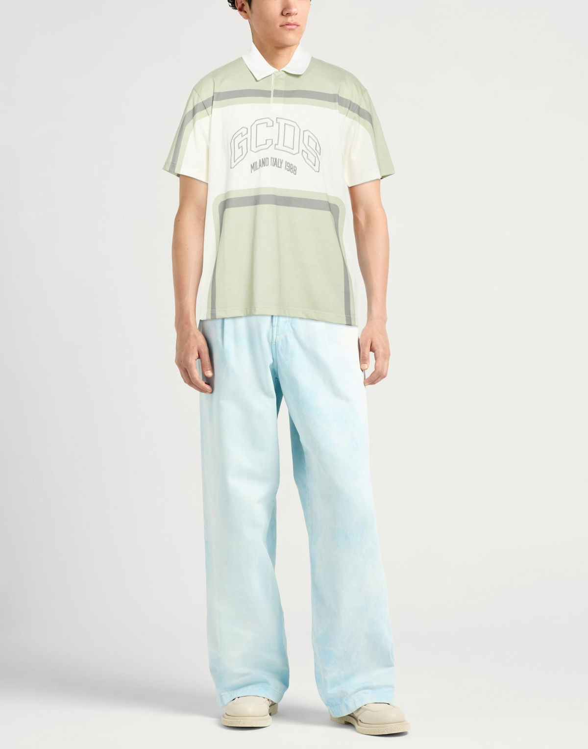 Gcds Mens Polo shirt in Sage green