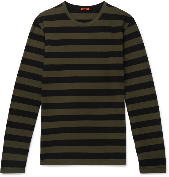 Photo: Barena - Striped Cotton-Jersey T-Shirt - Green