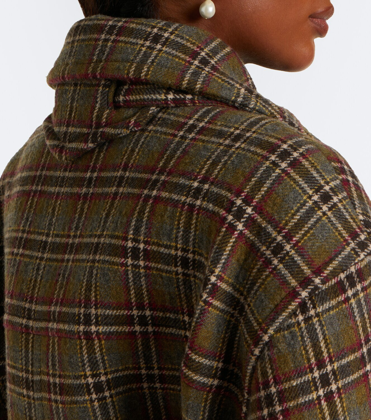 Chloé Checked wool and cotton-blend peacoat