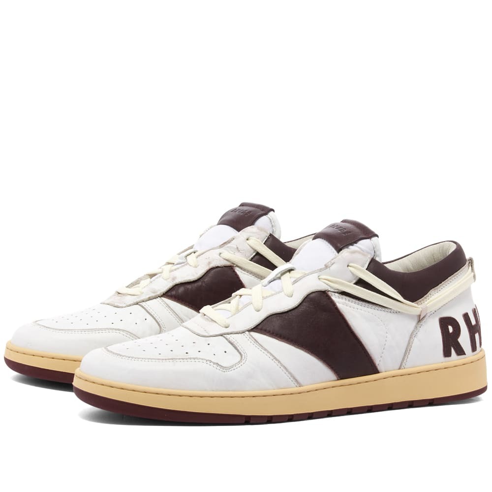 Rhude Men's Rhecess Low Sneakers in White/Maroon Rhude