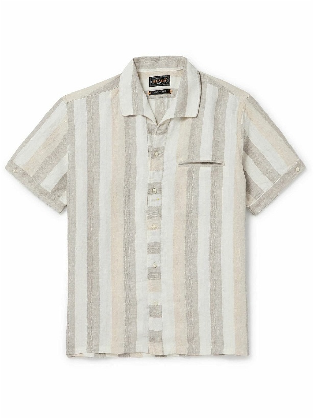 Photo: Beams Plus - Striped Herringbone Linen Shirt - Neutrals