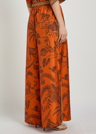 Alemais Monkey Dance Printed Wide-leg Silk Trousers Rust